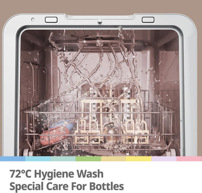 Compact Countertop Dishwasher with 7 Wash Programs, 6L Water Tank, Hygiene Wash & Auto Door Drying