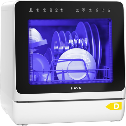 Compact Countertop Dishwasher with 8 Wash Programs, Built-In 5L Water Tank, Water Softener & Hot Air Drying