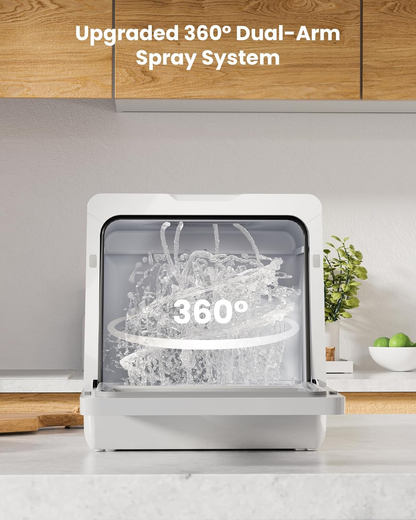 Compact Countertop Dishwasher with 8 Wash Programs, Built-In 5L Water Tank, Water Softener & Hot Air Drying