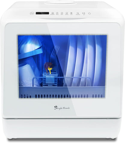 Compact Countertop Dishwasher with 4 Place Settings, 6 Wash Programs, Built-In 5L Water Tank & Hot Air Drying