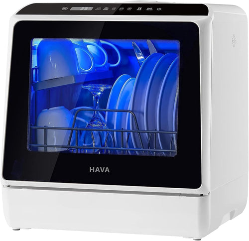 Compact Countertop Dishwasher with 4 Place Settings, 6 Wash Programs, Built-In 5L Water Tank & Hot Air Drying