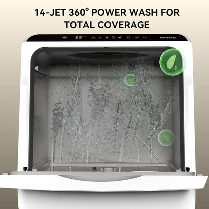 Compact Countertop Dishwasher with 4 Place Settings, 6 Wash Programs, 5L Water Tank & Hot Air Drying