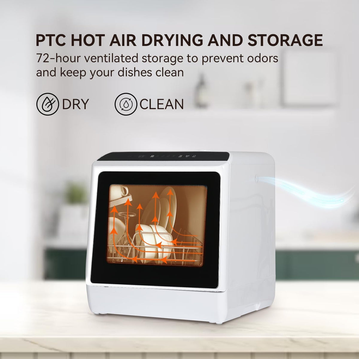 Compact Countertop Dishwasher with 4 Place Settings, 5 Wash Programs, Built-In 5L Water Tank & Hot Air Drying