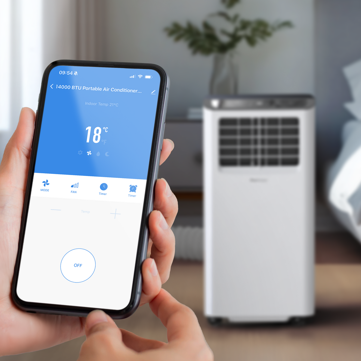 Pro Breeze 14,000 BTU 3-in-1 Portable Air Conditioner with Dehumidification Function - Smart Wifi App