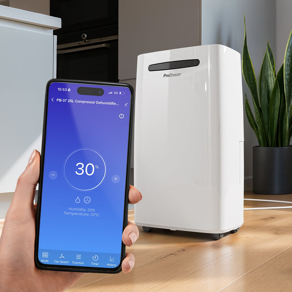 Pro Breeze 25L Dehumidifier Max Extraction with Laundry Mode and Smart App Control