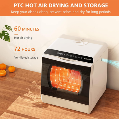 Compact Countertop Dishwasher with 4 Place Settings, 6 Wash Programs, Built-In 5L Water Tank & Hot Air Drying