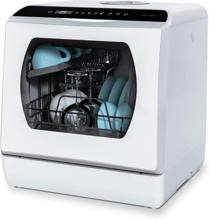 Compact Countertop Dishwasher with 4 Place Settings, 6 Wash Programs, 5L Water Tank & Hot Air Drying