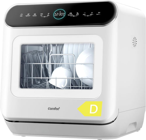 Compact Countertop Dishwasher with 7 Wash Programs, 6L Water Tank, Hygiene Wash & Auto Door Drying