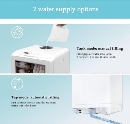 Compact Countertop Dishwasher with 4 Place Settings, 6 Wash Programs, Built-In 5L Water Tank & Hot Air Drying