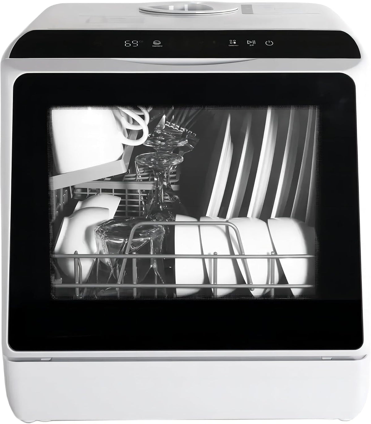 Compact Countertop Dishwasher with 4 Place Settings, 5 Wash Programs, Built-In 5L Water Tank & Hot Air Drying